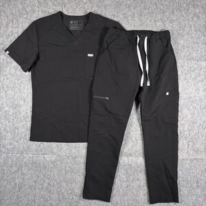 Figs Scrub Set Women's Black XS 2 Pocket Top Cargo Pants Nurse Doctor Medical